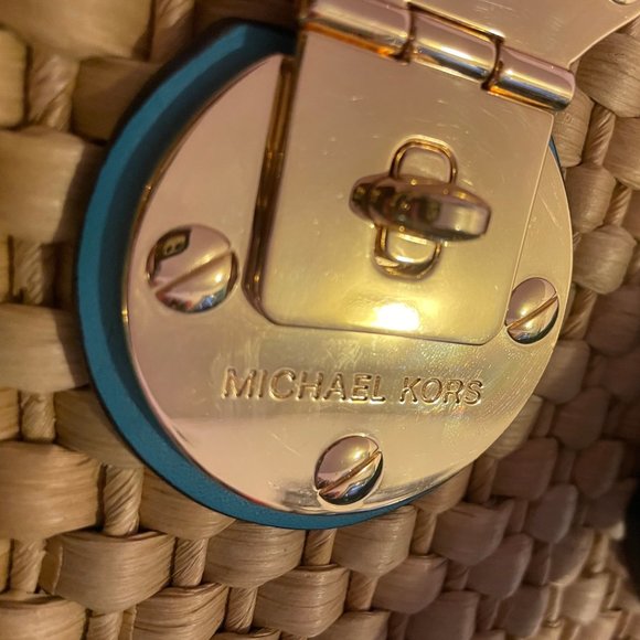 Michael Kors Santorini Turquoise Straw Bag - Picture 2 of 4